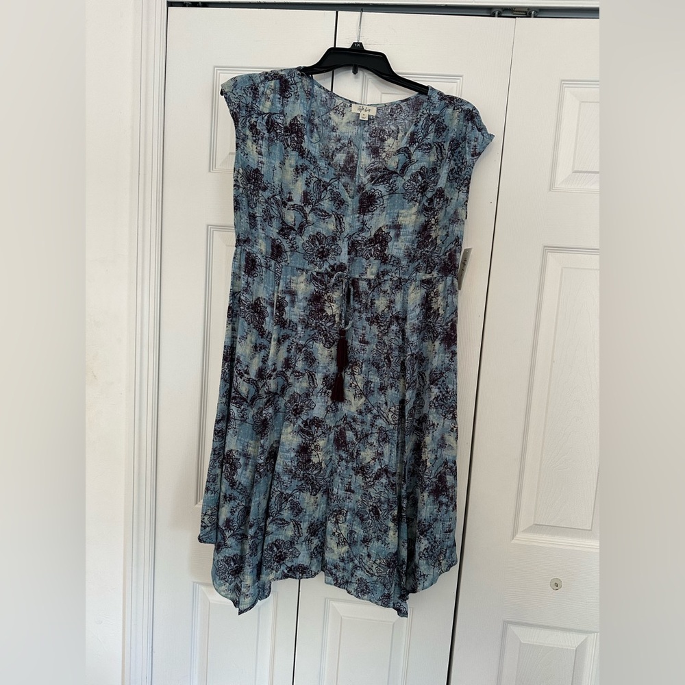 Floral Blue and Brown Dress